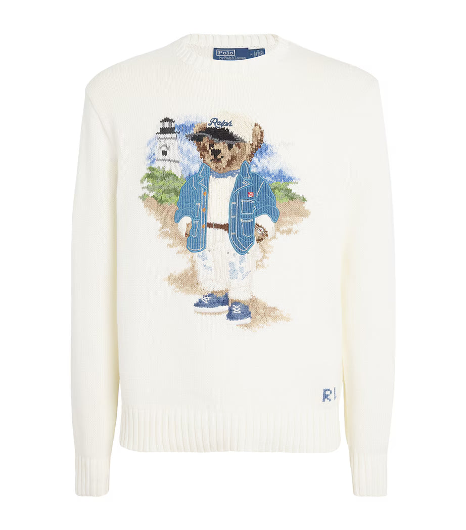 POLO RALPH LAUREN || Cotton Coastal Polo Bear White Sweater