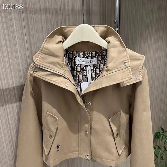CHRISTIAN DIOR || Exclusive Crop Leather Hooded Jacket For Women