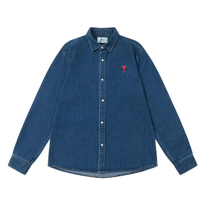 AMI PARIS || Denim Red Heart Logo Patch Shirts – Light & Dark Wash