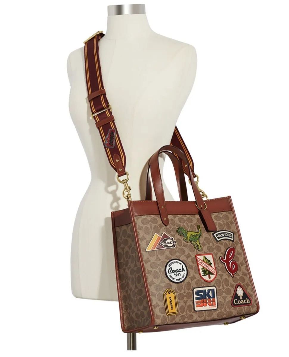 Coated Canvas Signature Patches Field Tote Bag For Ladies - FASHION MYST 