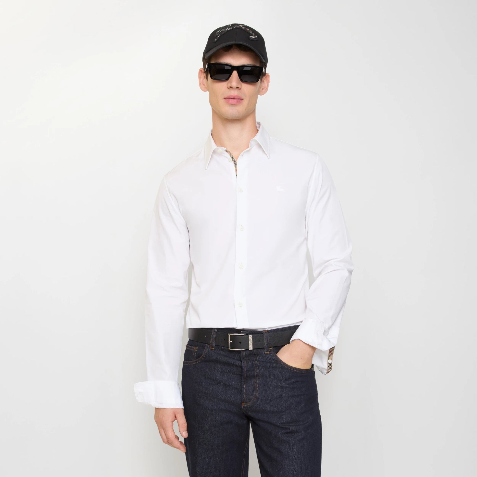 Burberry Classic Men's Cotton Shirt - Black, Navy Blue & White FASHION MYST