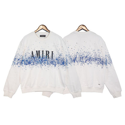 AMIRI || Crew-Neck Paint Print White Sweatshirt - FASHION MYST 