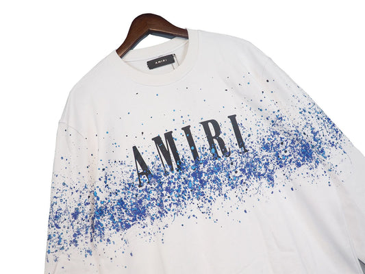 AMIRI || Crew-Neck Paint Print White Sweatshirt - FASHION MYST 