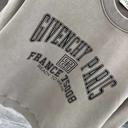 GIVENCHY College Embroidered Logo Crew Sweat -Grey - FASHION MYST 