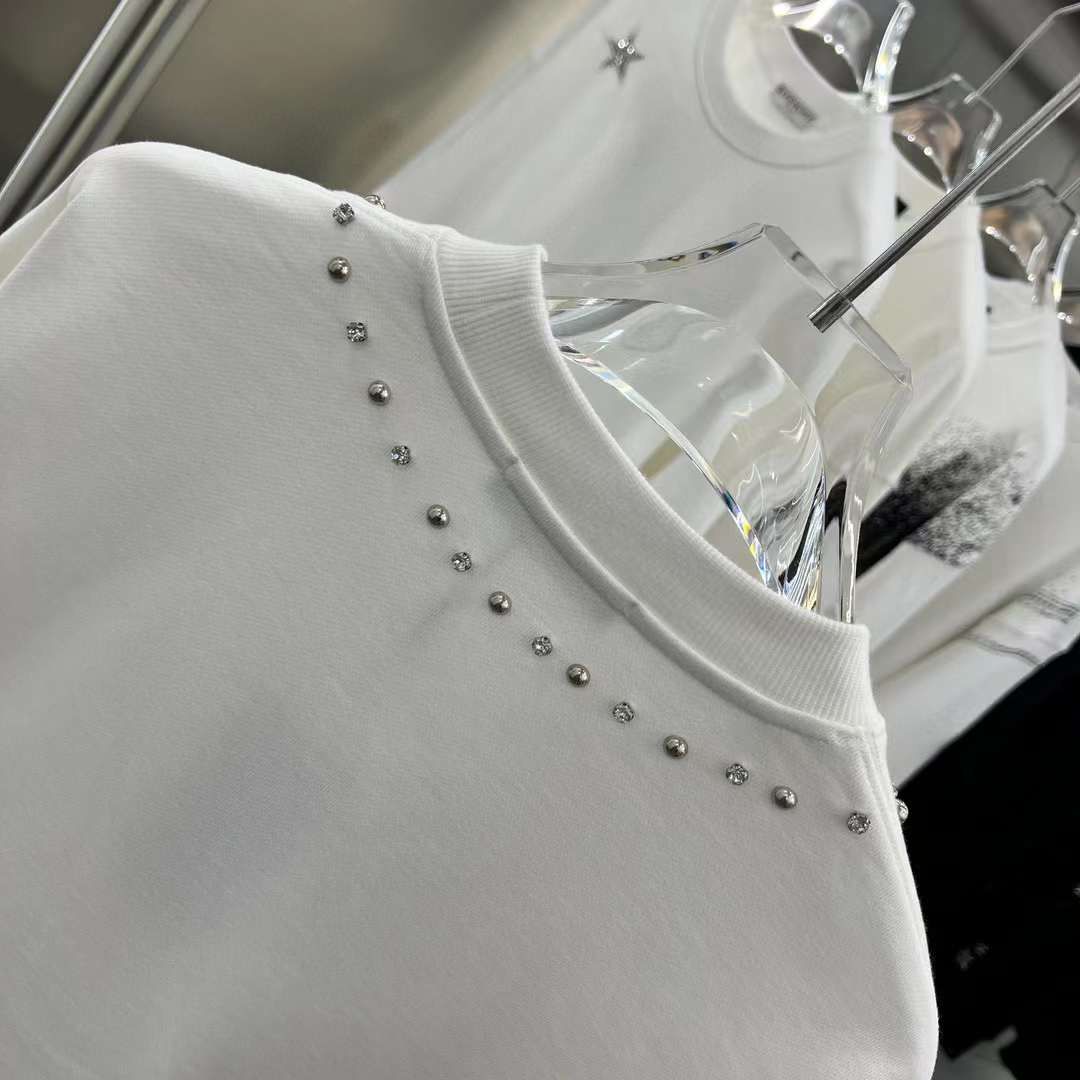 DOLCE & GABBANA || Multi Studded Sweatshirt -White - FASHION MYST 