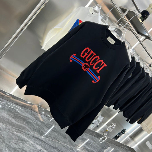 GUCCI || Black Cotton Logo Printed Sweatshirt - FASHION MYST 