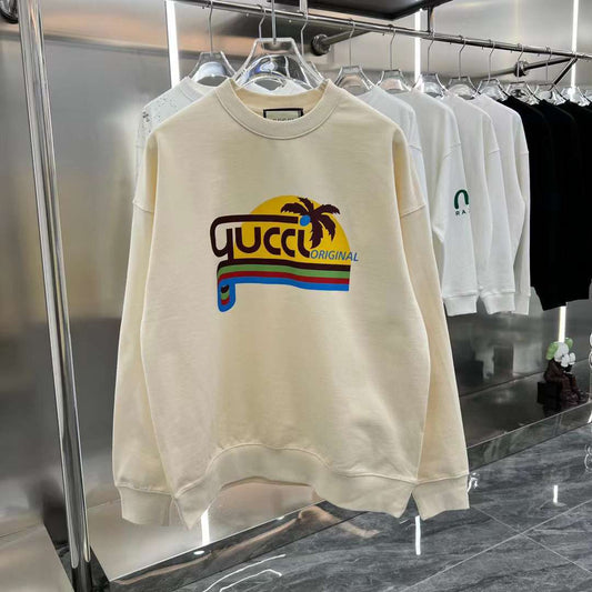 GUCCI || Ivory Cotton Sunset Logo Sweatshirt - FASHION MYST 