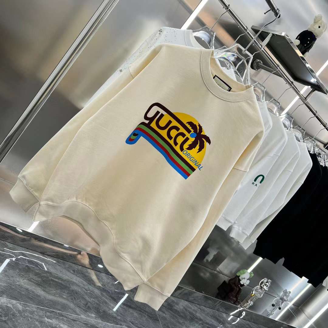 GUCCI || Ivory Cotton Sunset Logo Sweatshirt - FASHION MYST 