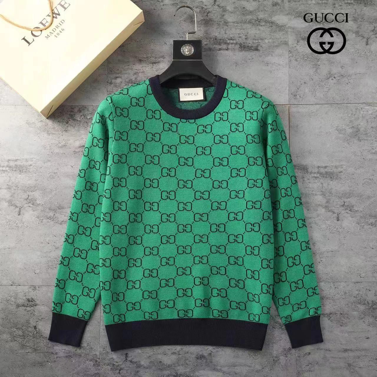 GUCCI || Black/Green GG-Jacquard Wool Sweater - FASHION MYST 