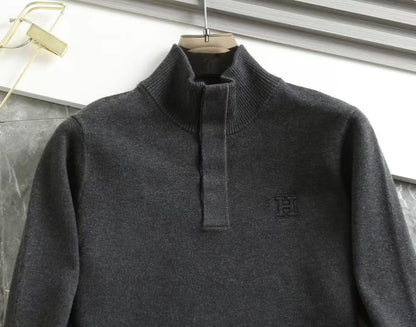 HERMES || Monogram High-Neck Jumper In Grey - FASHION MYST 