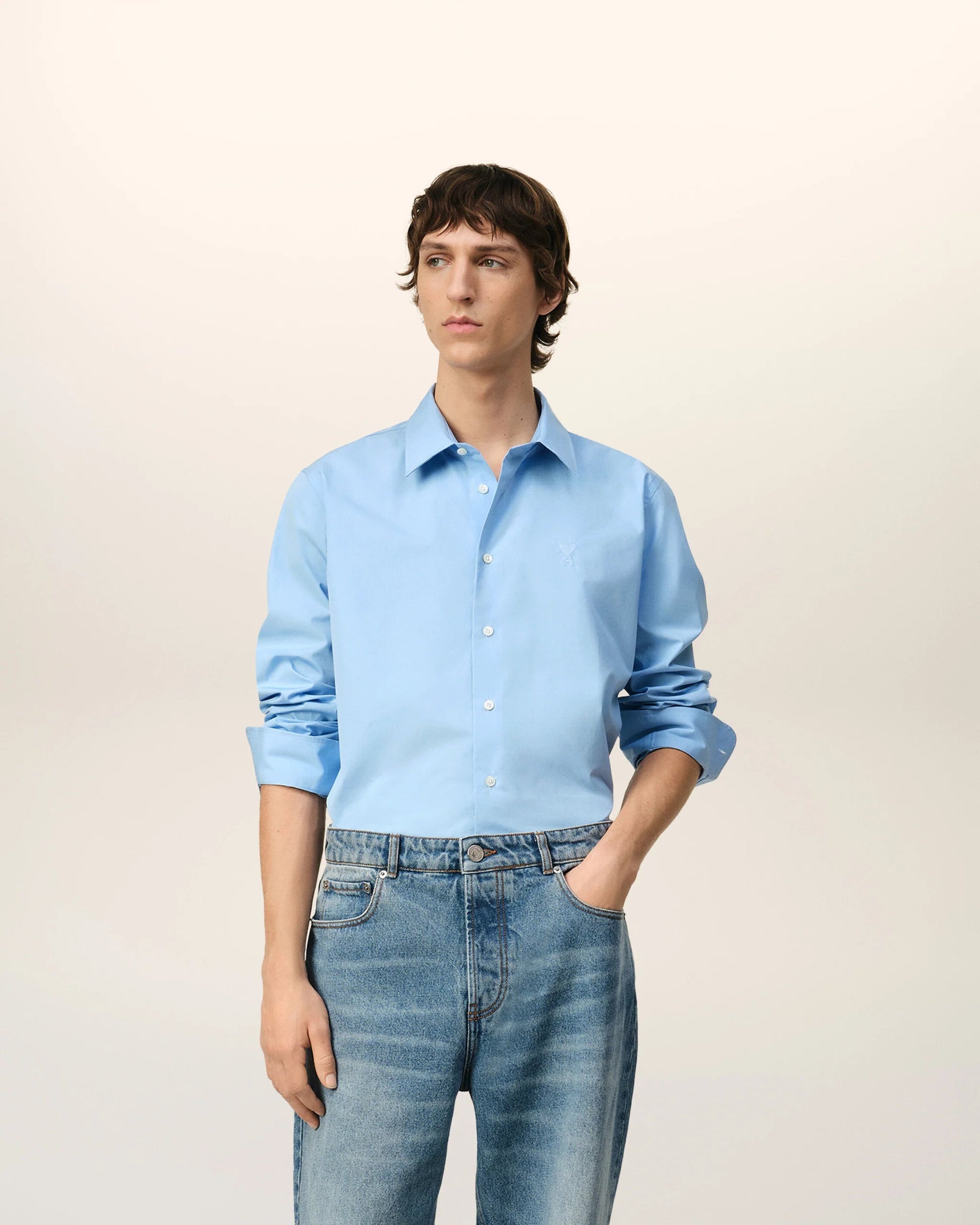 Burberry Men's Formal Cotton Shirt | Beige & Sky Blue | Fashion Myst FASHION MYST
