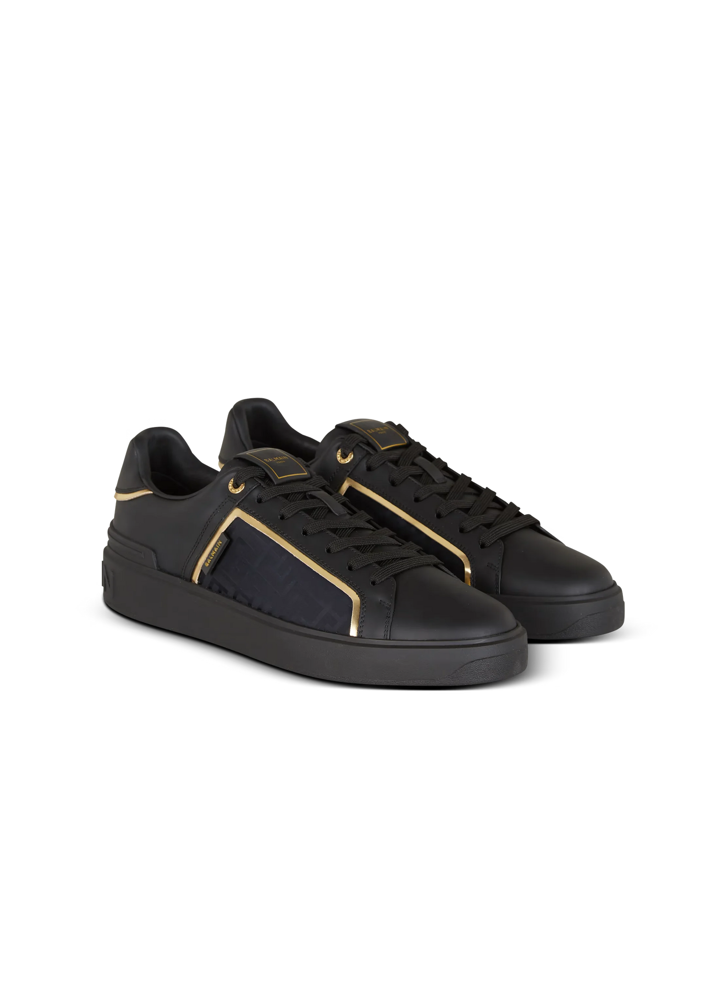 BALMAIN || B-Court Monogrammed Nylon And Leather Sneakers - FASHION MYST 