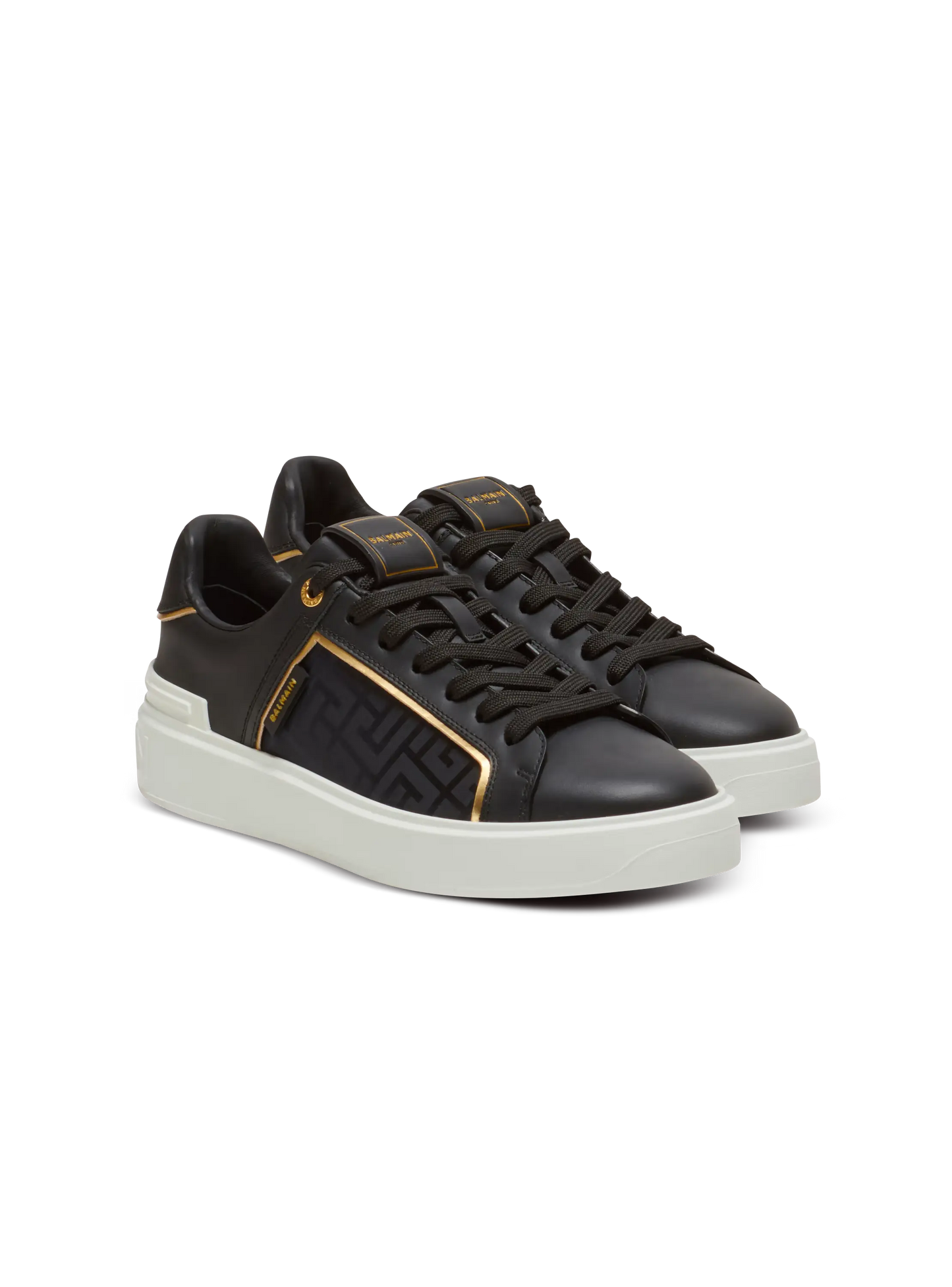 BALMAIN || B-Court Monogrammed Nylon And Leather Sneakers - FASHION MYST 