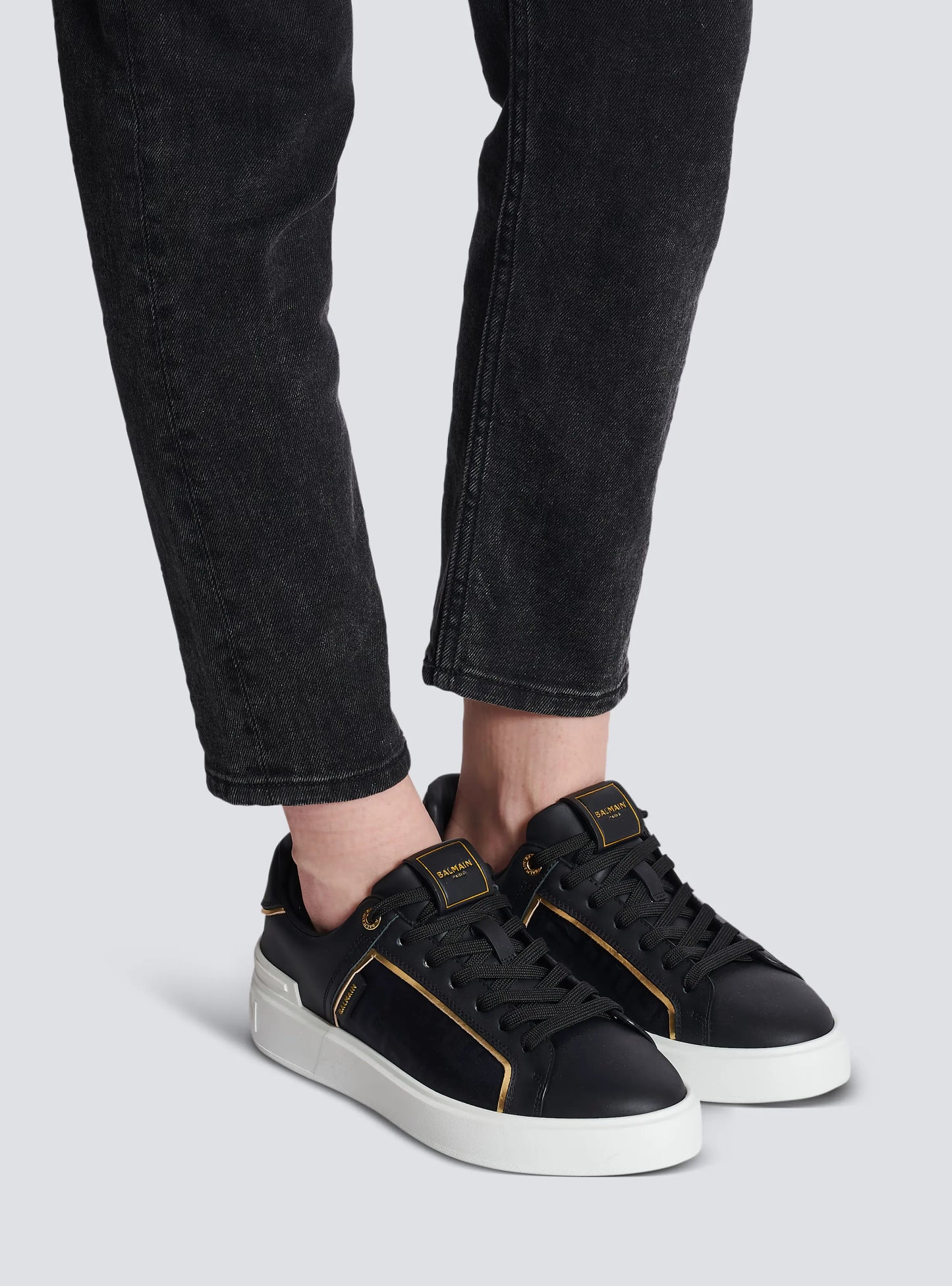 BALMAIN || B-Court Monogrammed Nylon And Leather Sneakers - FASHION MYST 