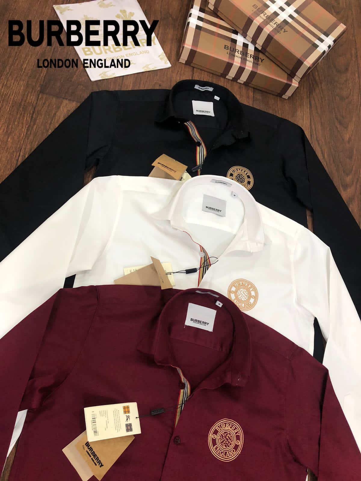 BURBERRY || 2023 ONGOING STORE ARTICLE VD EMBROIDERY LOGO SHIRT - FASHION MYST 