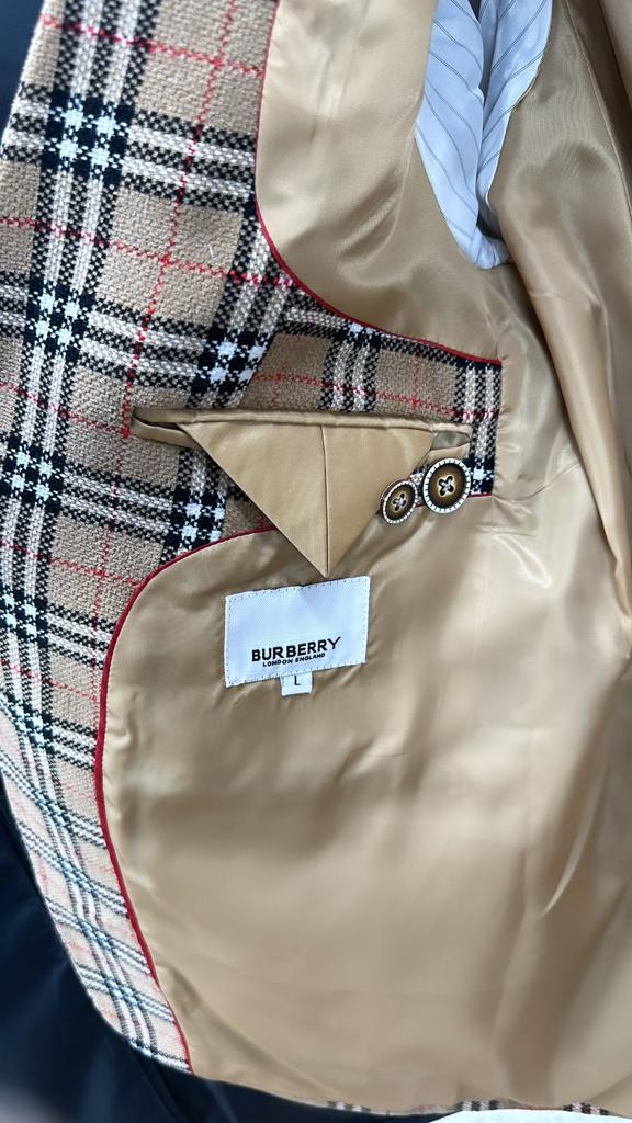 BURBERRY CHECK DESIGN HIGH END QUALITY BLAZER FOR MEN - FASHION MYST 