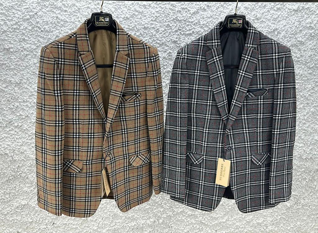 BURBERRY CHECK DESIGN HIGH END QUALITY BLAZER FOR MEN - FASHION MYST 