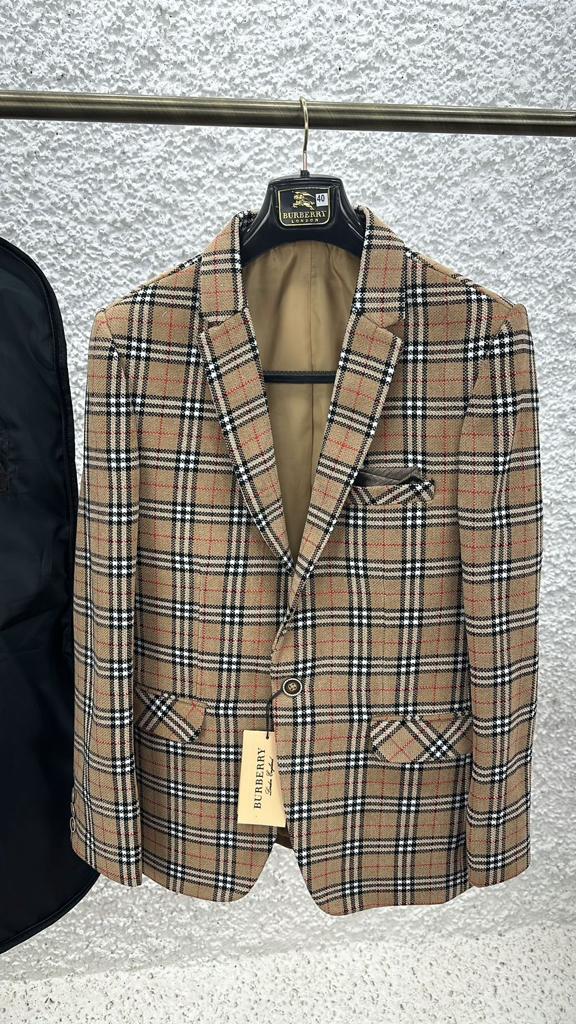 BURBERRY CHECK DESIGN HIGH END QUALITY BLAZER FOR MEN - FASHION MYST 