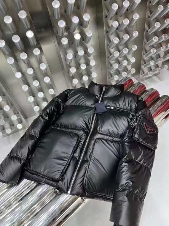 Black Light Nylon Hooded Puffer Jacket PRADA FASHION MYST