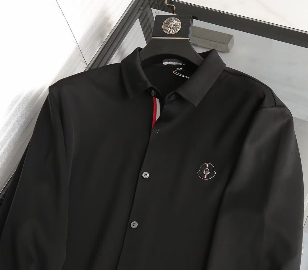 Black Poplin Monogram Motif Shirt - FASHION MYST 