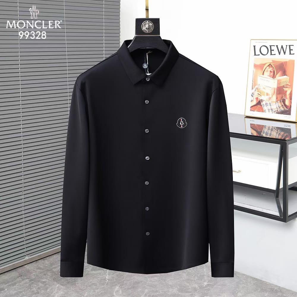 Black Poplin Monogram Motif Shirt - FASHION MYST 