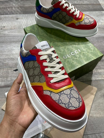 GUCCI || CHUNKY B GG SNEAKER-RED - FASHION MYST 