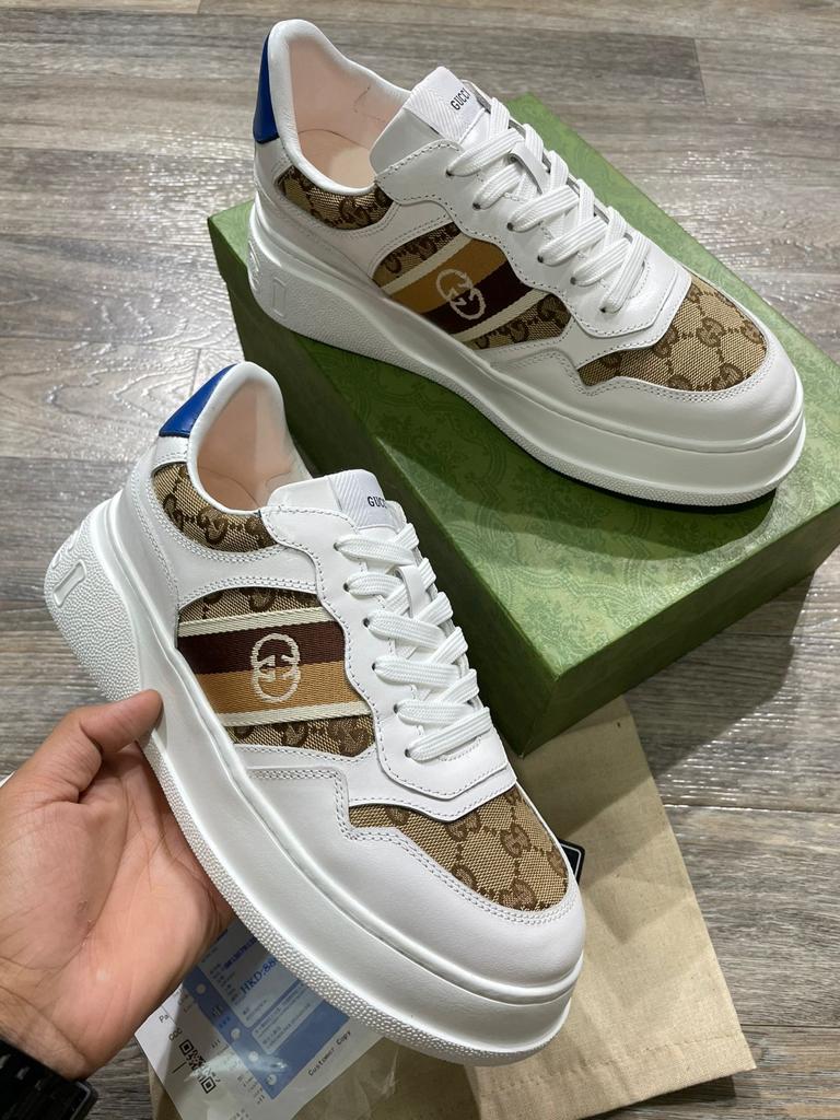 GUCCI || CHUNKY B GG SNEAKER - White/Brown - FASHION MYST 