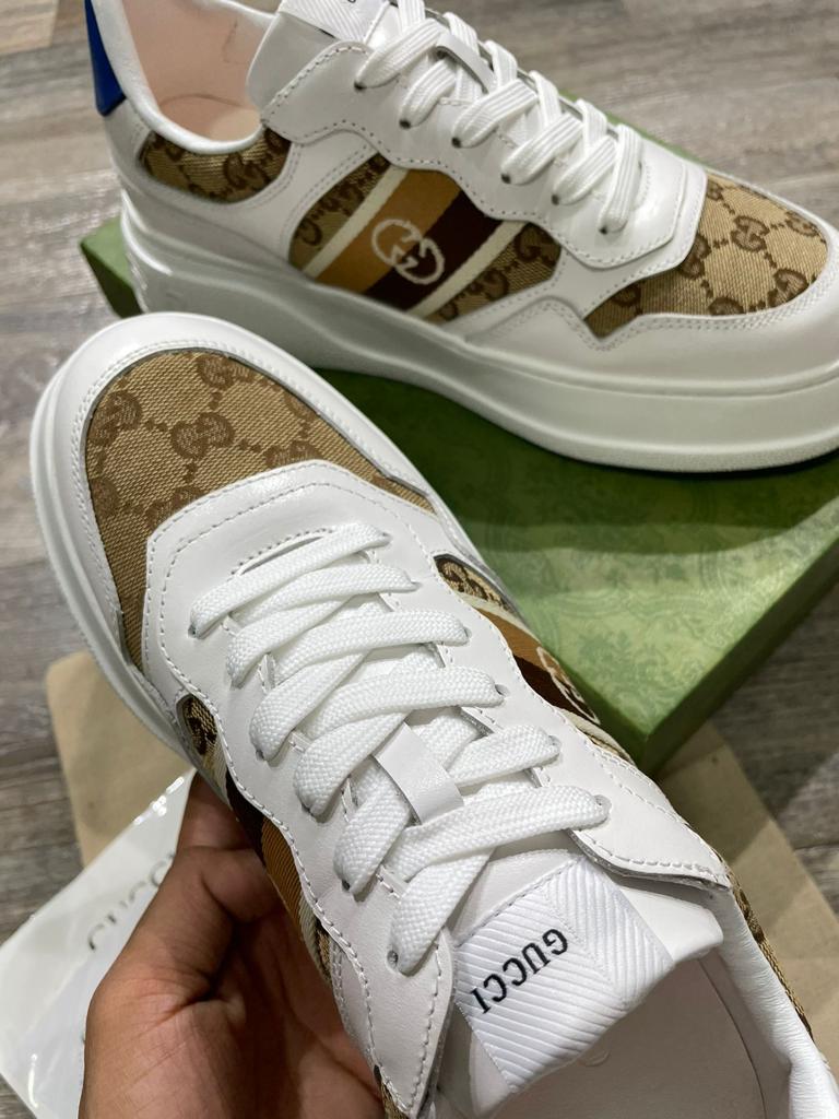 GUCCI || CHUNKY B GG SNEAKER - White/Brown - FASHION MYST 