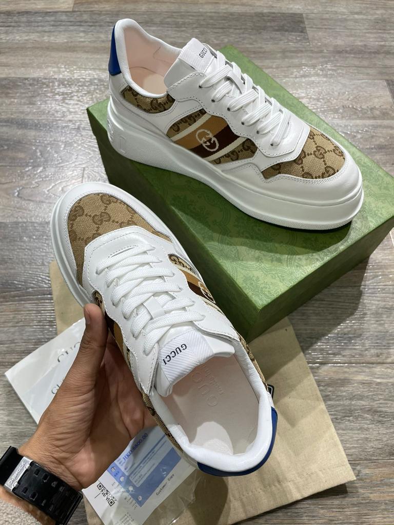 GUCCI || CHUNKY B GG SNEAKER - White/Brown - FASHION MYST 