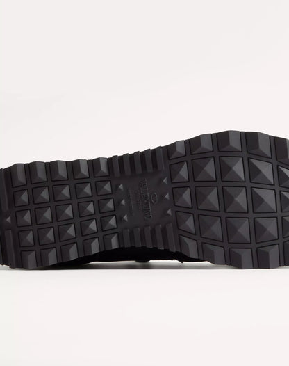 VALENTINO || Men’s Rockrunner Sneaker in Black Camouflage and Suede