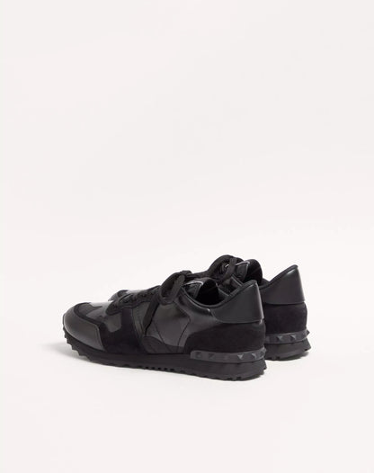 VALENTINO || Men’s Rockrunner Sneaker in Black Camouflage and Suede