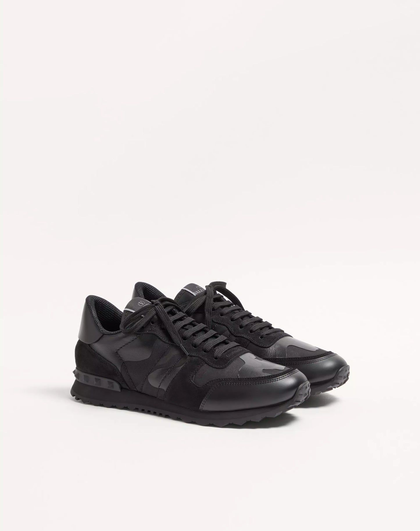 VALENTINO || Men’s Rockrunner Sneaker in Black Camouflage and Suede