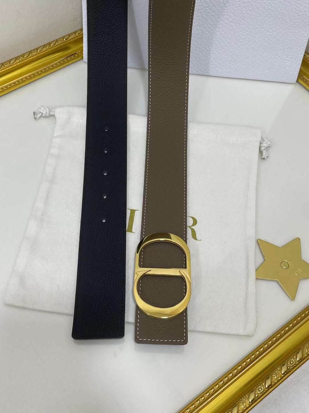 Christian Dior Men Reversible Grained Calfskin Leather Belt - FASHION MYST 