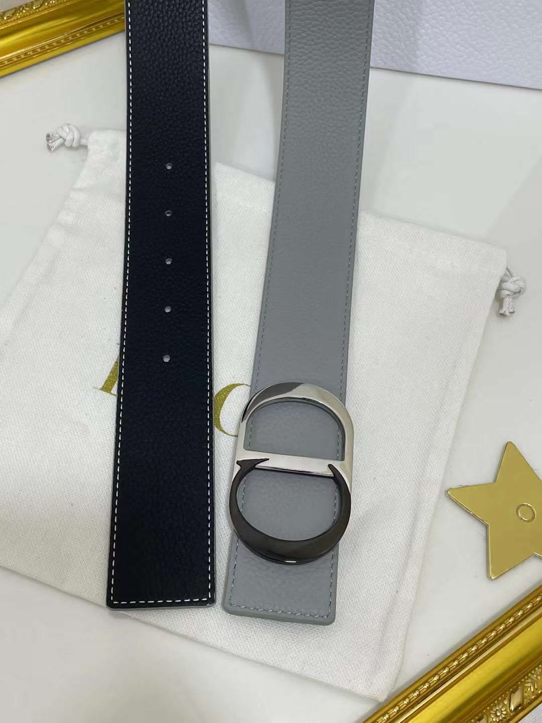 Christian Dior Men Reversible Grained Calfskin Leather Belt - FASHION MYST 