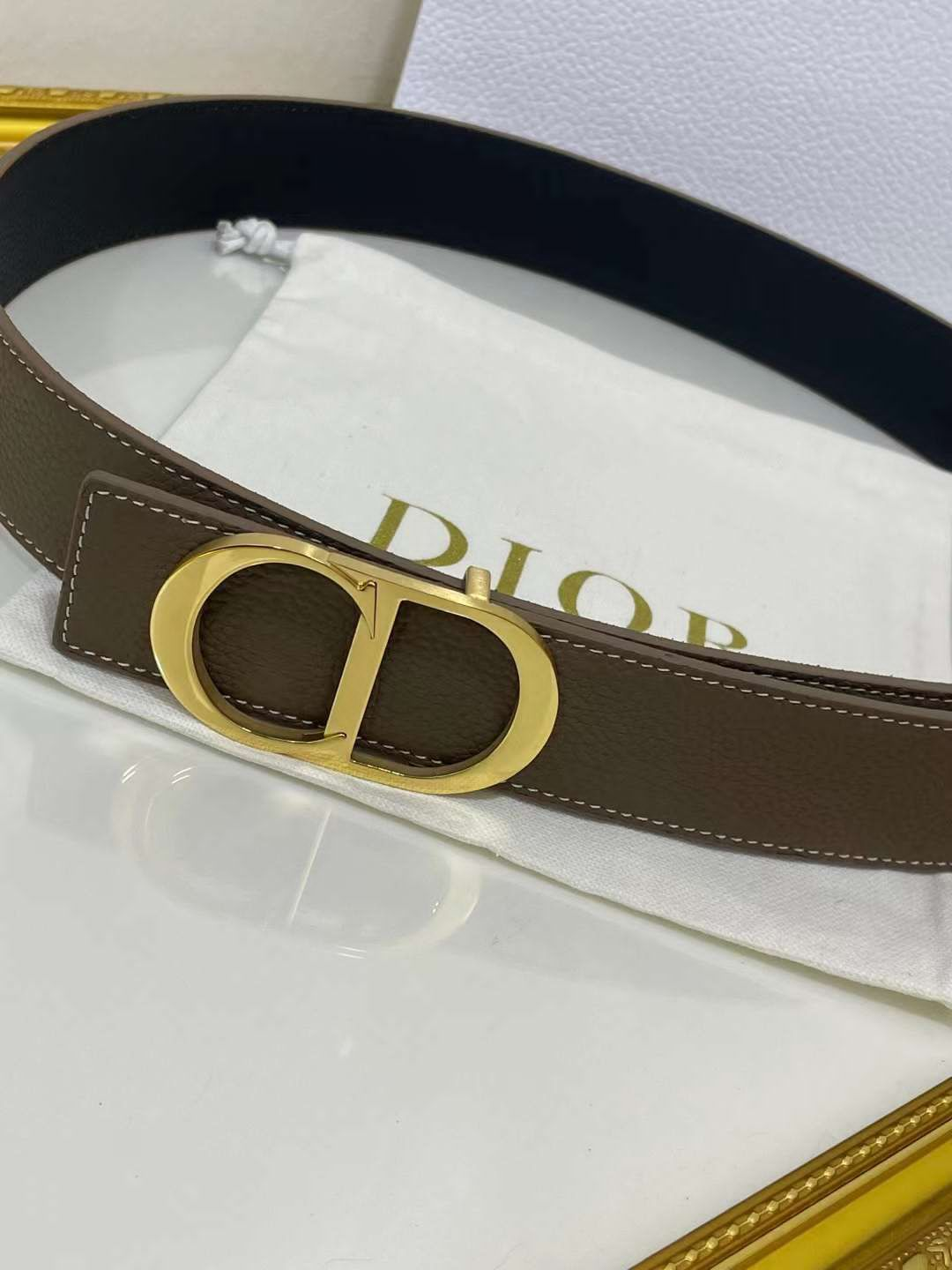 Christian Dior Men Reversible Grained Calfskin Leather Belt - FASHION MYST 