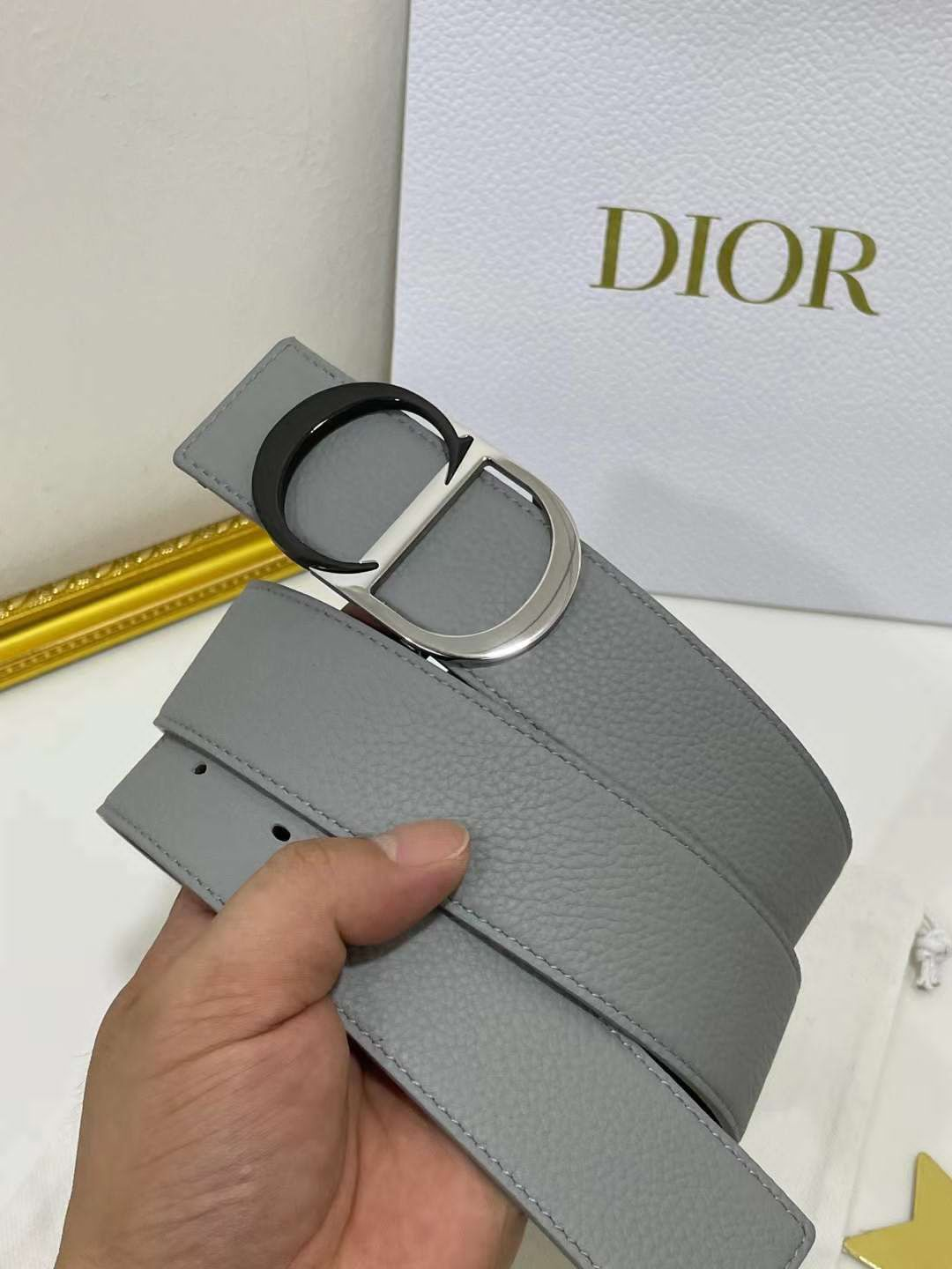 Christian Dior Men Reversible Grained Calfskin Leather Belt - FASHION MYST 