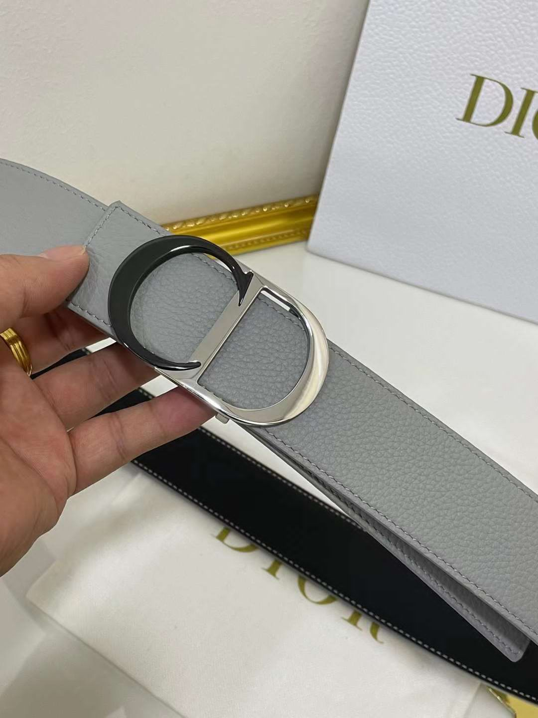 Christian Dior Men Reversible Grained Calfskin Leather Belt - FASHION MYST 