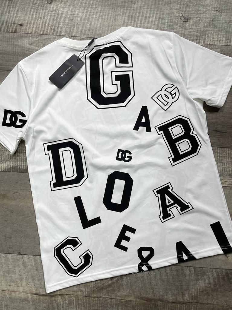 DOLCE & GABBANA Oversized Black And White DG Logo Monogram Print T-Shirt - FASHION MYST 