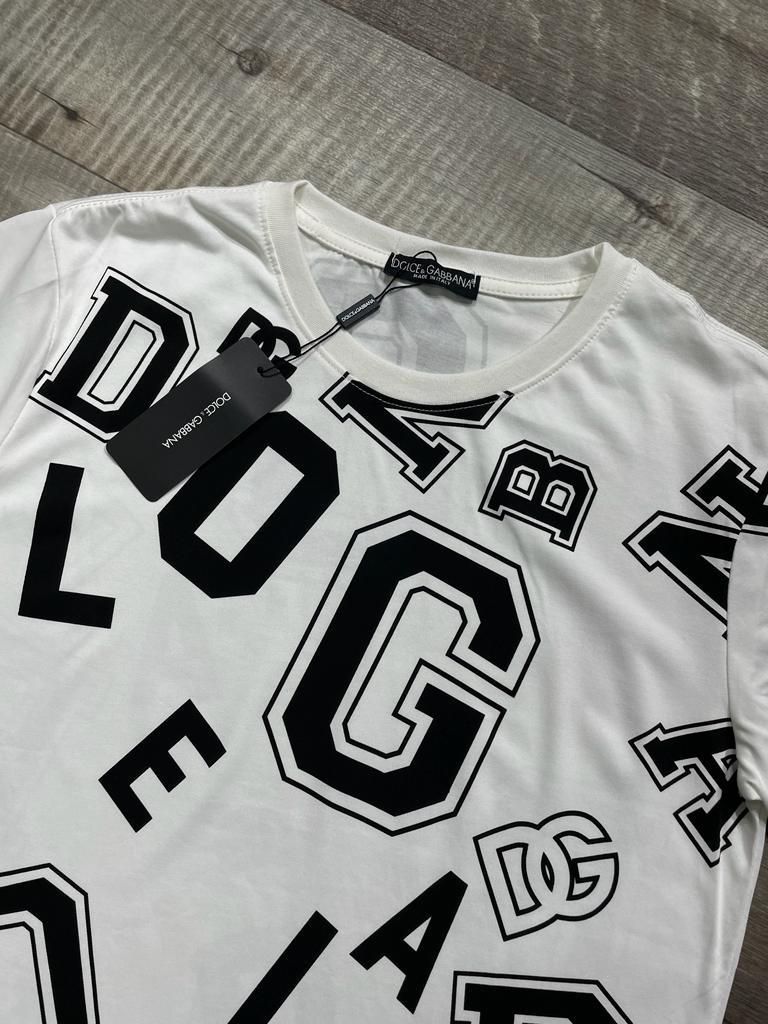 DOLCE & GABBANA Oversized Black And White DG Logo Monogram Print T-Shirt - FASHION MYST 