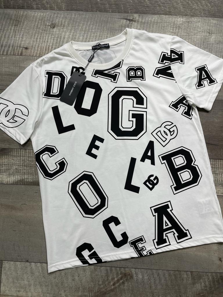 DOLCE & GABBANA Oversized Black And White DG Logo Monogram Print T-Shirt - FASHION MYST 