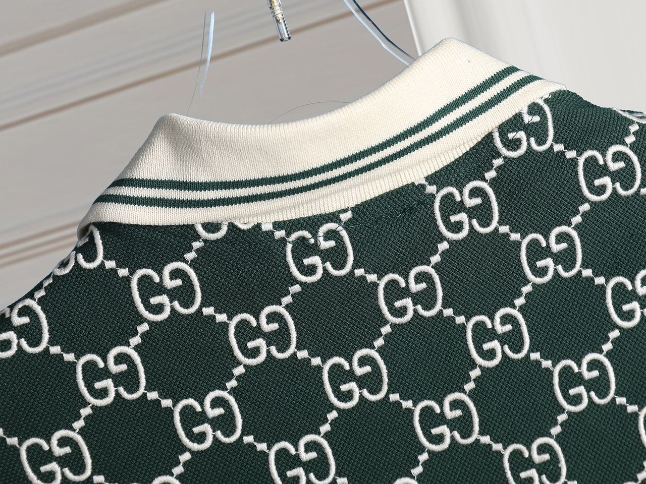 GUCCI || Men's Green GG-Monogram Silk And Cotton-Blend Piqué Polo T-Shirt - FASHION MYST 