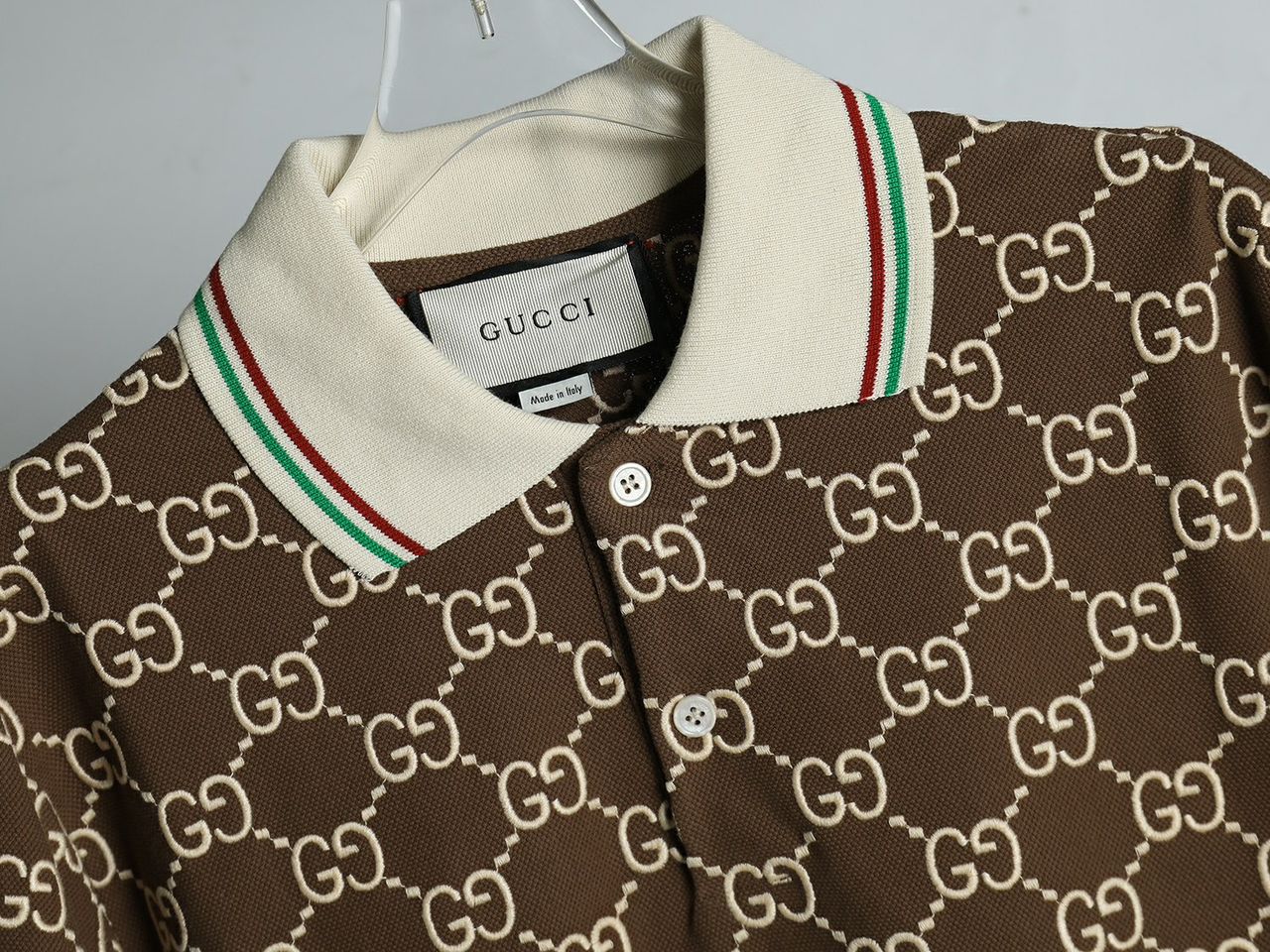 GUCCI || Men's Brown GG-Monogram Silk And Cotton-Blend Piqué Polo T-Shirt - FASHION MYST 