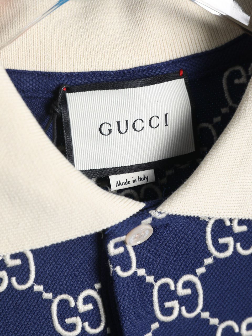 GUCCI || Men's Blue GG-Monogram Silk And Cotton-Blend Piqué Polo T-Shirt - FASHION MYST 