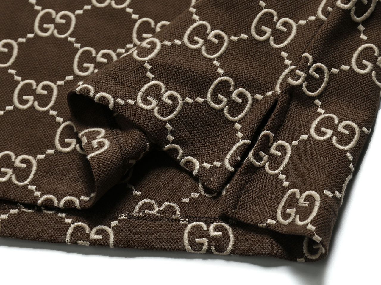 GUCCI || Men's Brown GG-Monogram Silk And Cotton-Blend Piqué Polo T-Shirt - FASHION MYST 