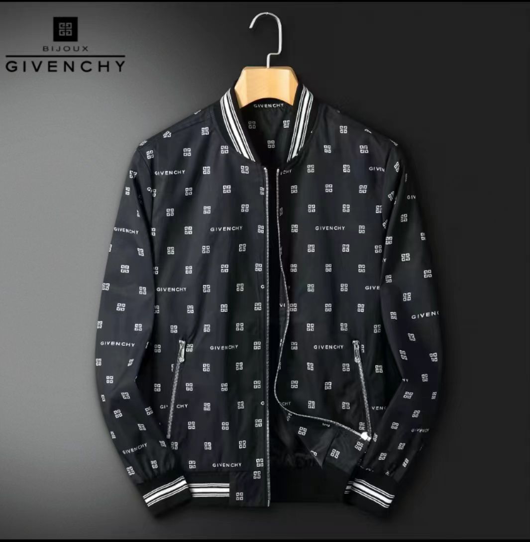 GIVENCHY BLACK LOGO PRINTED BOMBER JACKET - FASHION MYST 