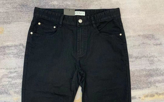 GUCCI || DENIM PANTS BLACK WITH GG LOGO - FASHION MYST 