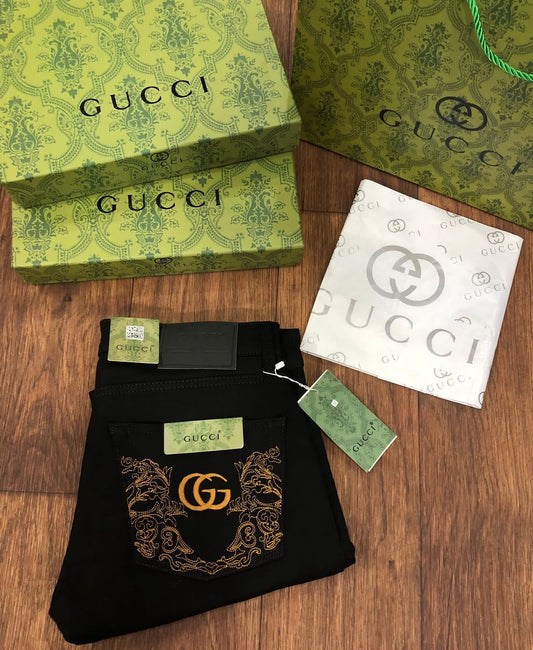 GUCCI || PREMIUM POCKET LOGO PRINT JEANS - FASHION MYST 