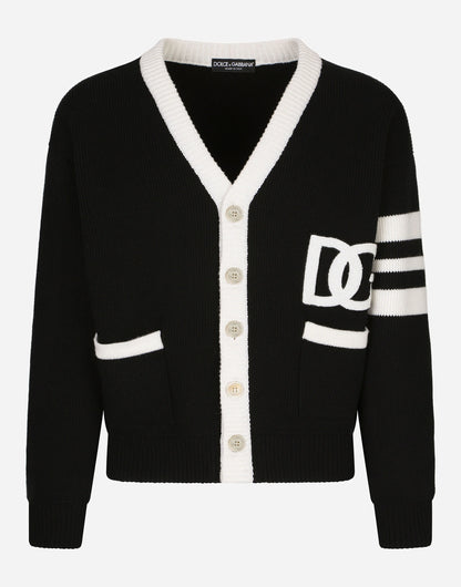 DOLCE & GABBANA || DG-Logo Fisherman's-Knit Cardigan