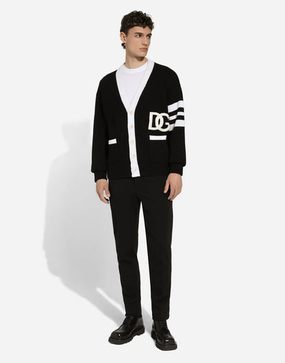 DOLCE & GABBANA || DG-Logo Fisherman's-Knit Cardigan