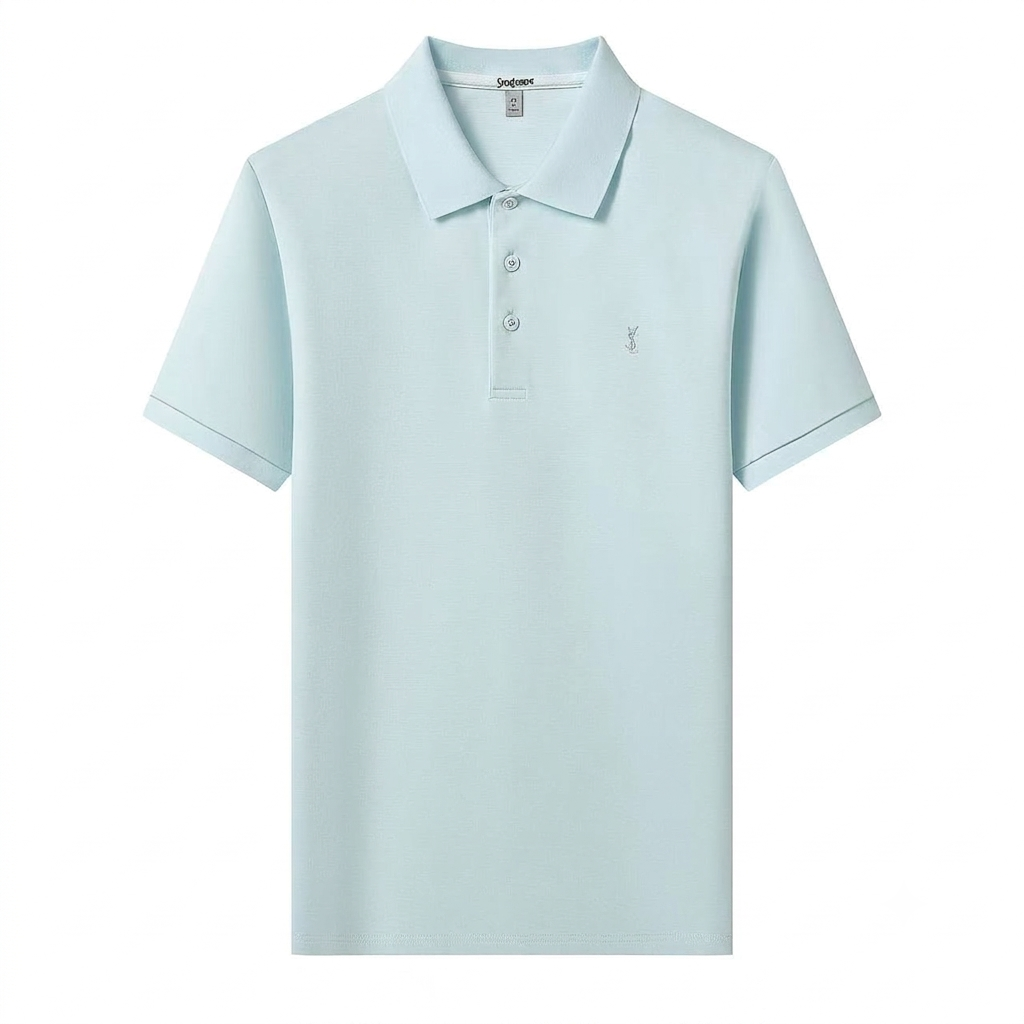 Sky blue t-shirt styled with denim, casual look
